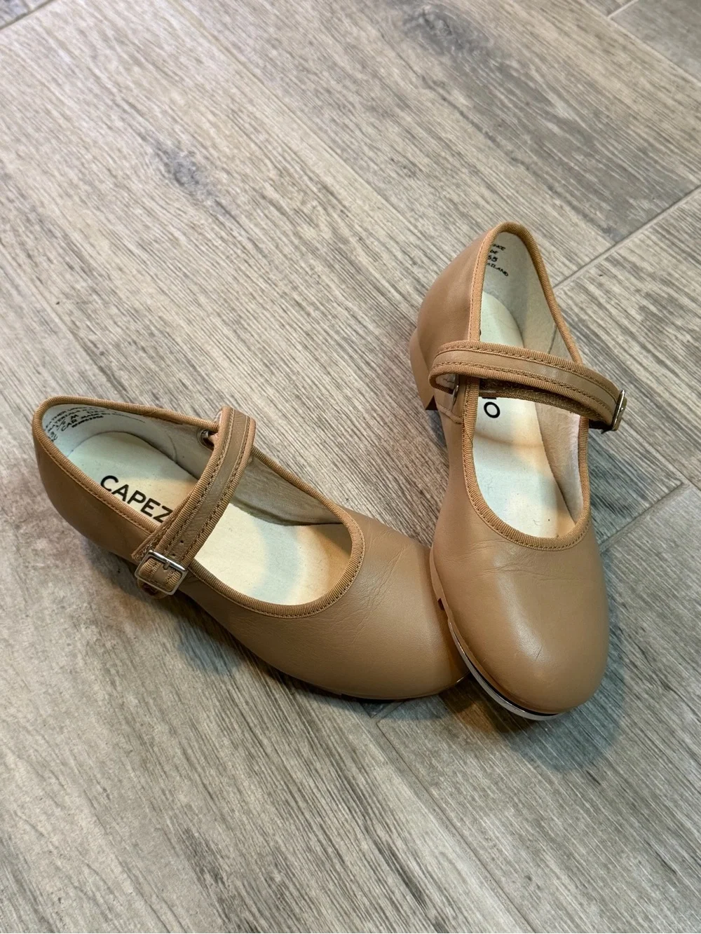 Capezio Tele Tone Tap Shoes Girls Size 13 M Nude Dance Showgirls